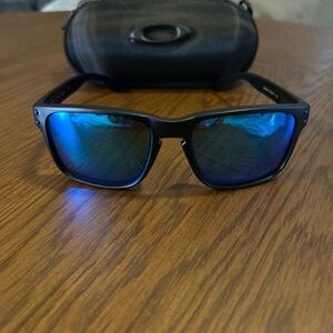 Oakley Sunglasses with Black Frame and Blue Lenses